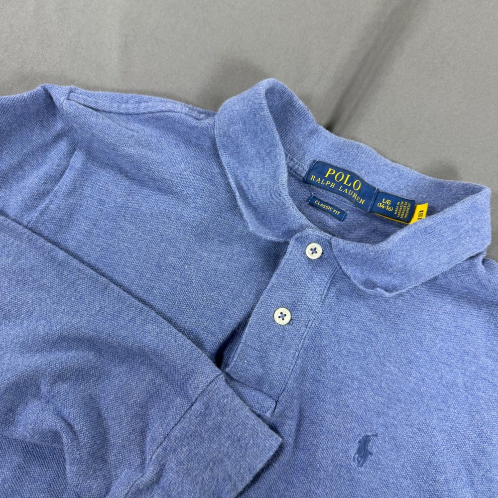 Polo Ralph Lauren Kids Blue Long Sleeve Polo Shirt Classic Fit Large 14-16